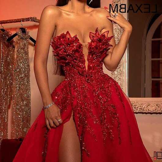 Red Sequin Dress Prom Gowns | Red Prom Dresses Women | Red Glitter ...