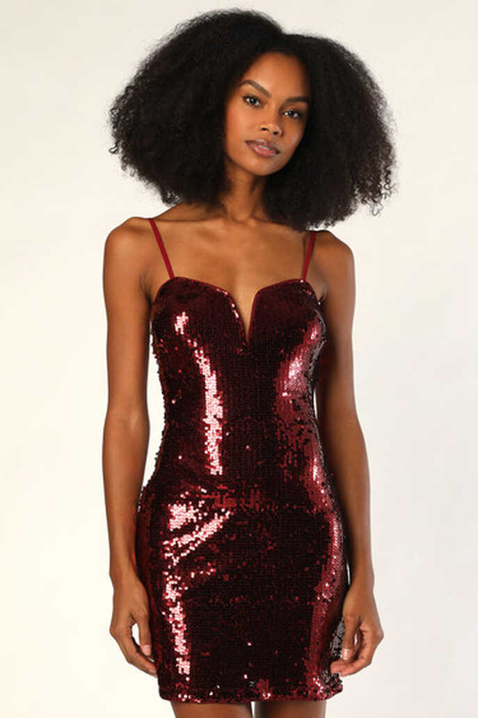 Red Sequin Mini Dress - Sequin Dress - Bodycon Mini Dress - Lulus