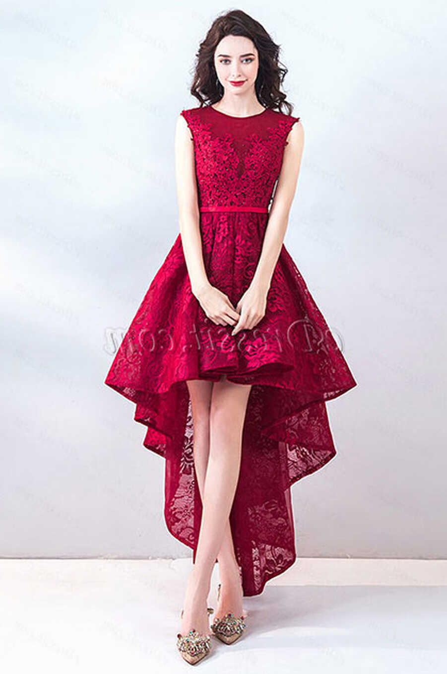 Red Sexy Lace Elegant Party Evening Dress (35192802) - eDressit