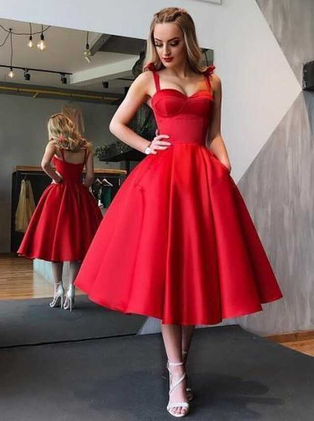 Red Short Bridesmaid Dresses Vintage Red Prom Dress