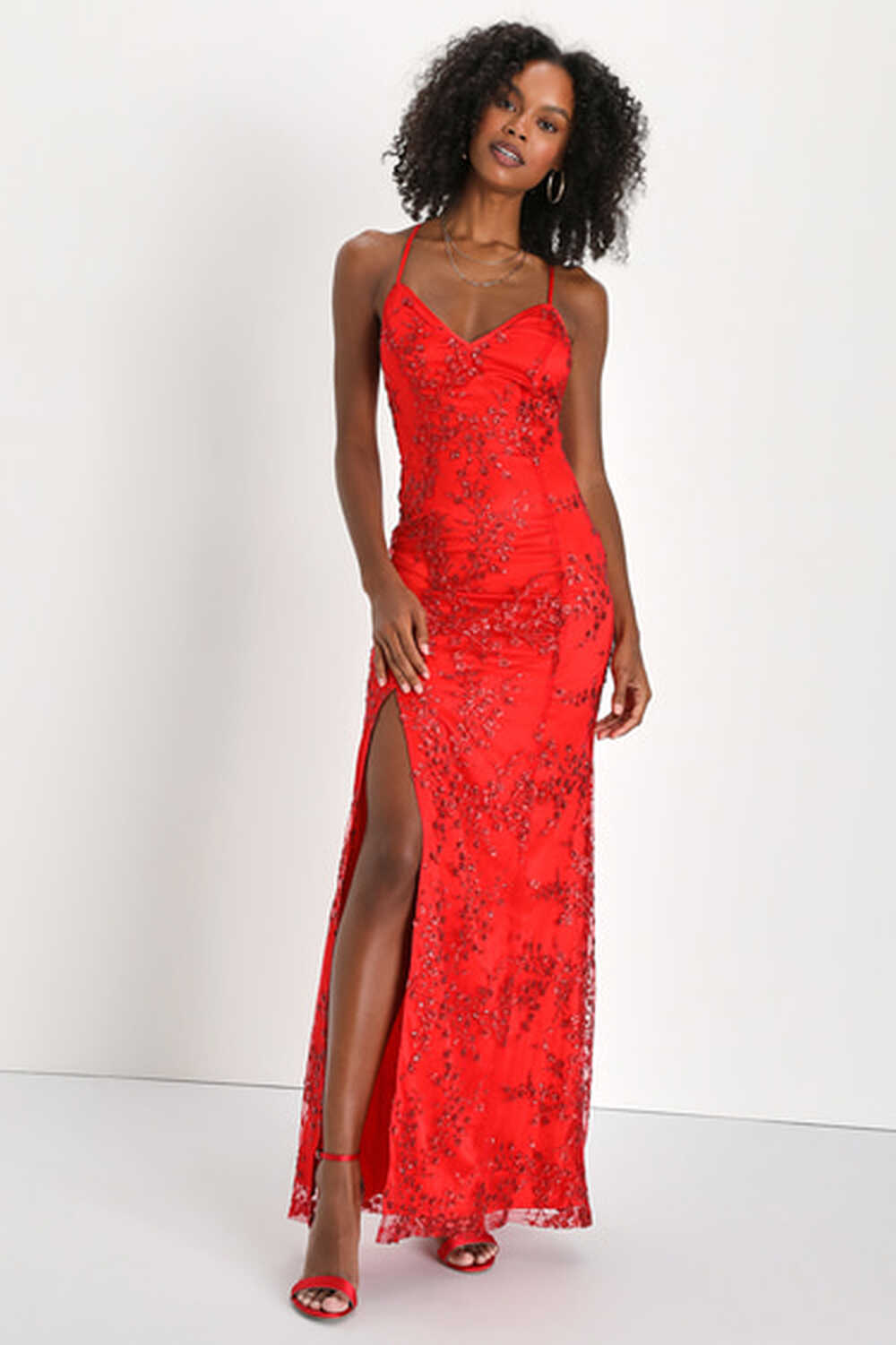 Red Sparkly Sequin Dress - Sequin Dress - Backless Maxi Dress - Lulus