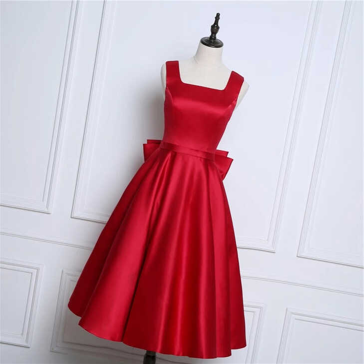 Red Tea Length Backless Cocktail Homecoming Dress Junior Vestidos ...