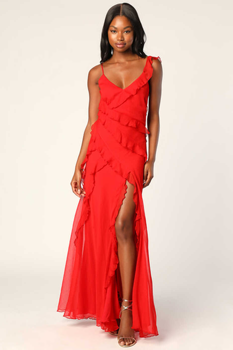 Red Tiered Maxi Dress - Ruffled Dress - Lace-Up Maxi Dress - Lulus