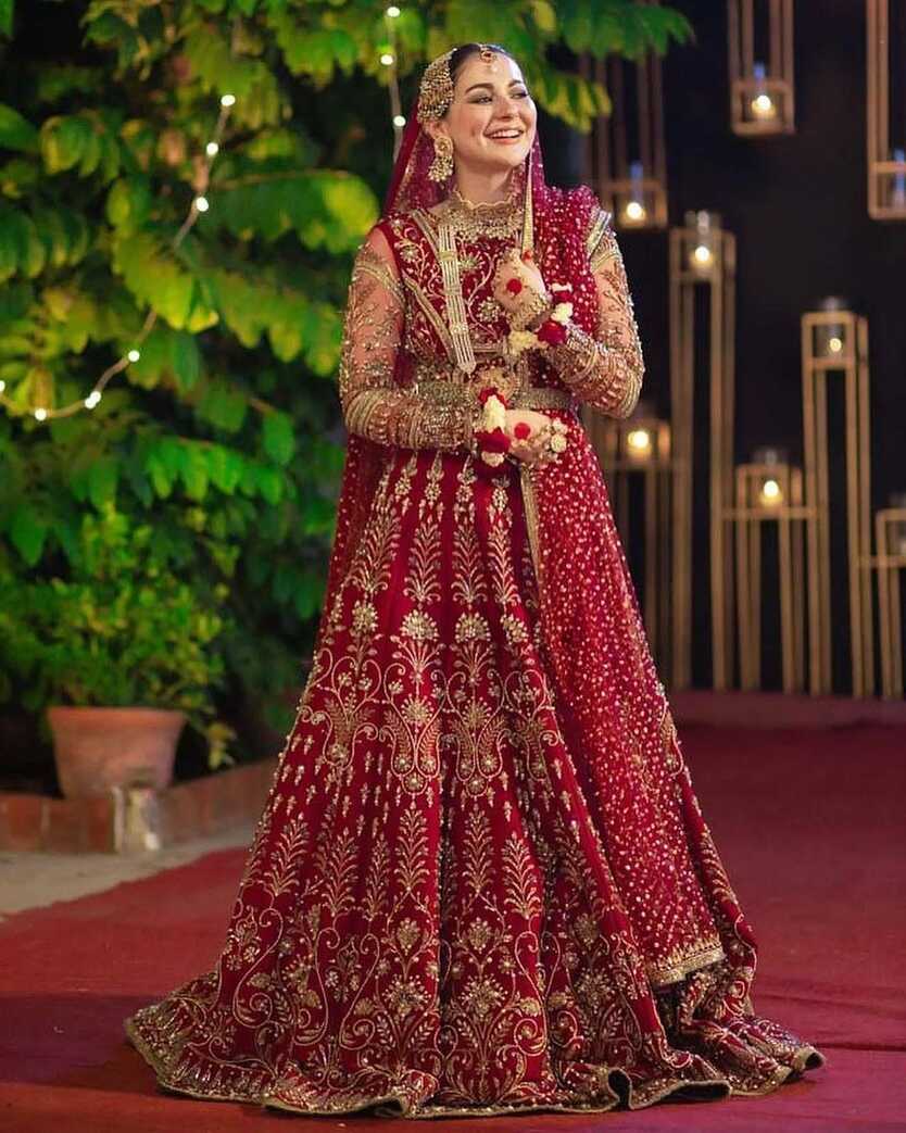 Red Traditional Indian Bridal lehenga with Golden Embroidery -