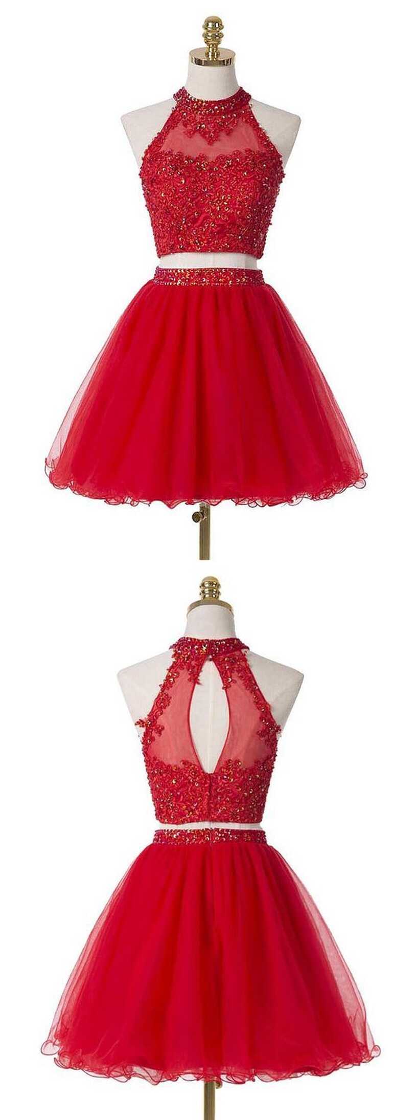 Red Two Pieces Short Party Dress