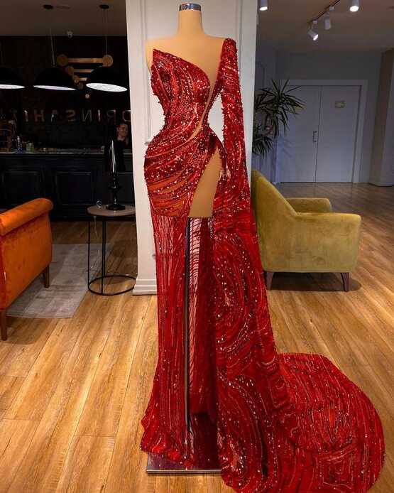 Red Valdrin Sahiti Gown