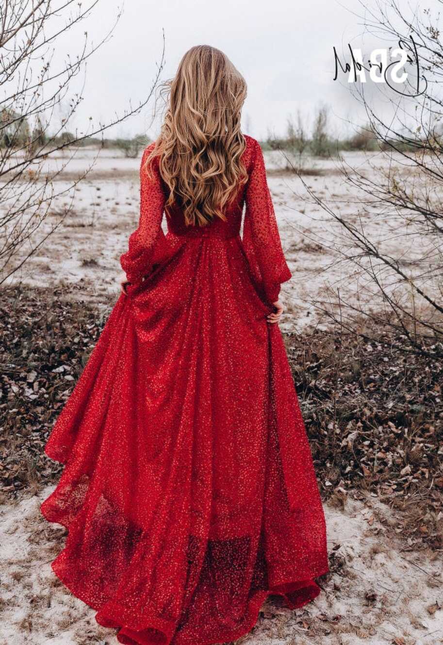 Red Wedding Dress With Sequins and Beads, Red Bridal Gown, Red ...