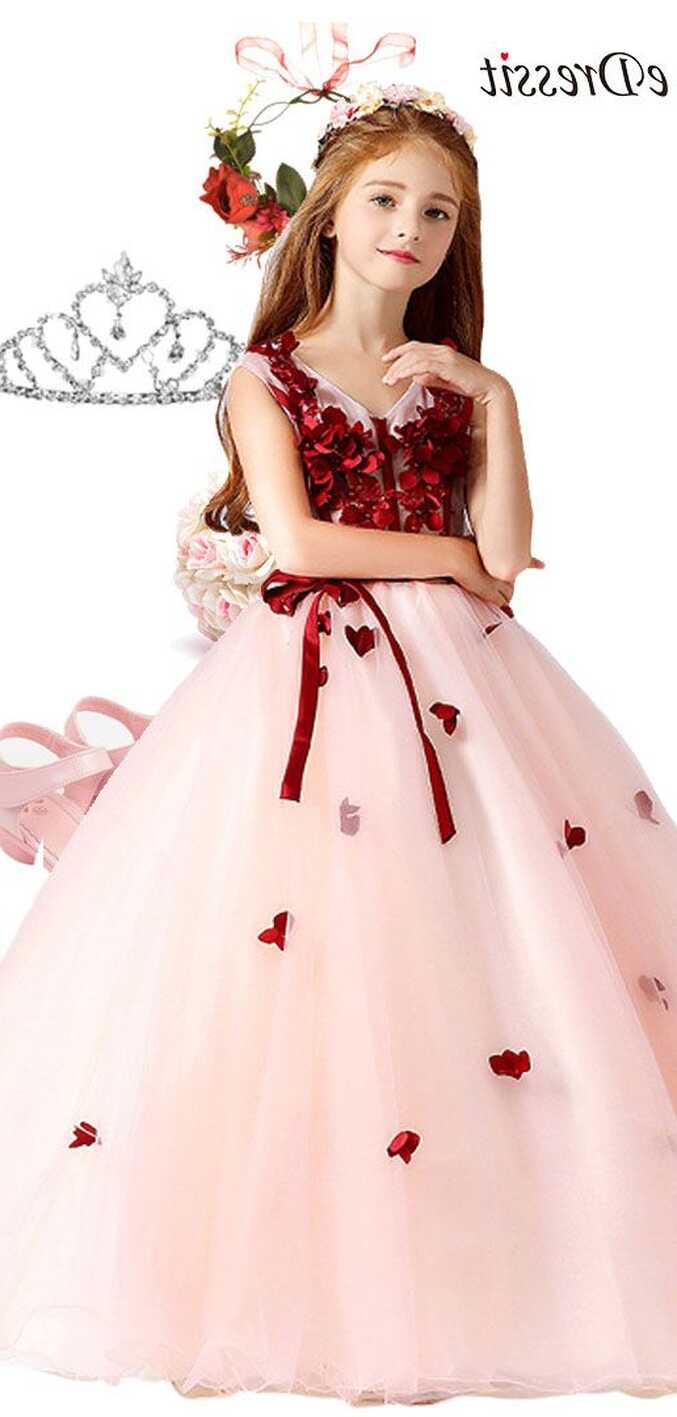 Red/White Children Wedding Flower Girl Dress