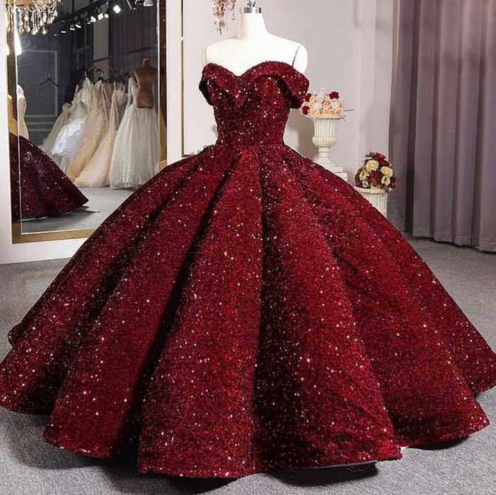 Red ball gown