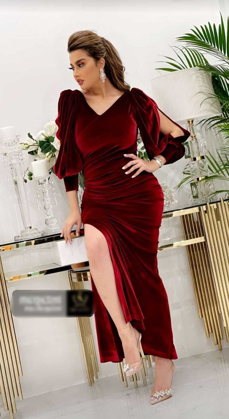 Red velvet dress Latest arabian style dressing Party wear dresses ...