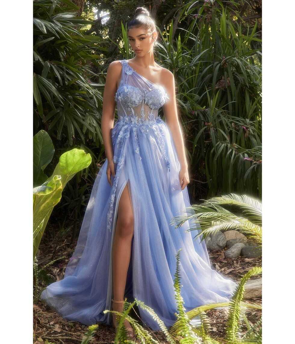 Retro &amp; Vintage Paris Blue Shimmering One Shoulder Fairytale Prom ...