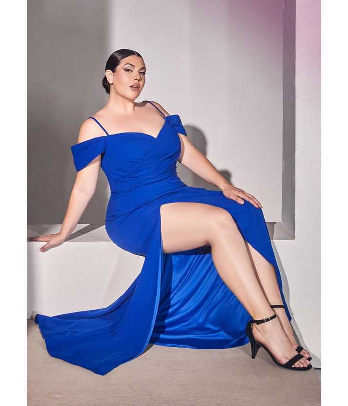 Retro &amp; Vintage Plus Size Royal Blue Regal Off Shoulder Bridesmaid ...