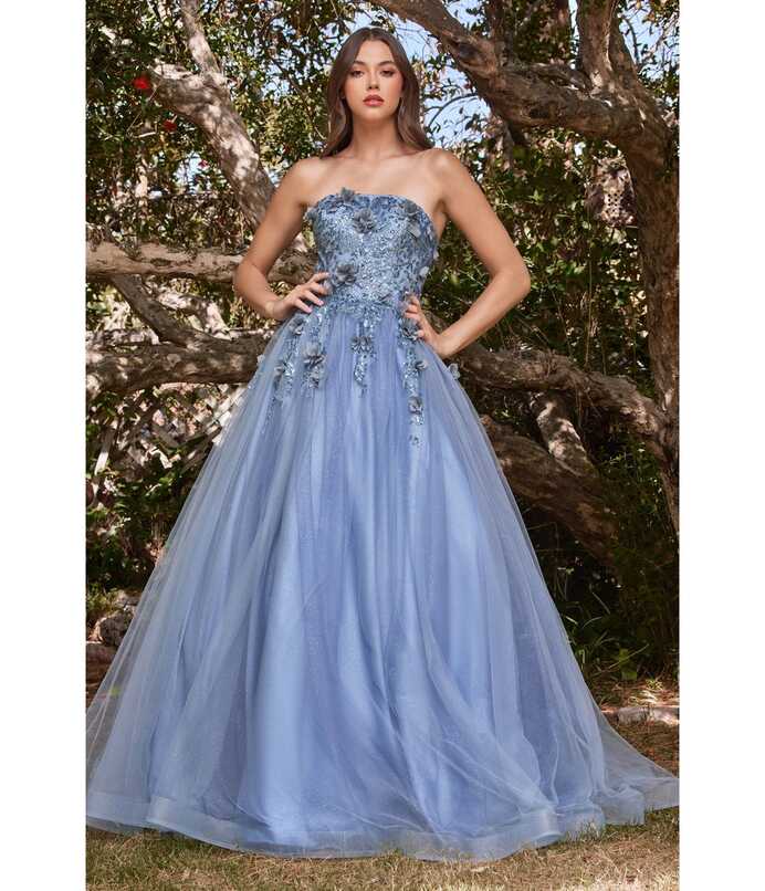 Retro &amp; Vintage Smokey Blue Off The Shoulder Magical Glitter Prom ...