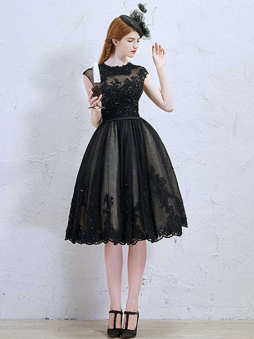 Retro Short Black Lace Formal Evening Dress | Spitzenkleid kurz ...