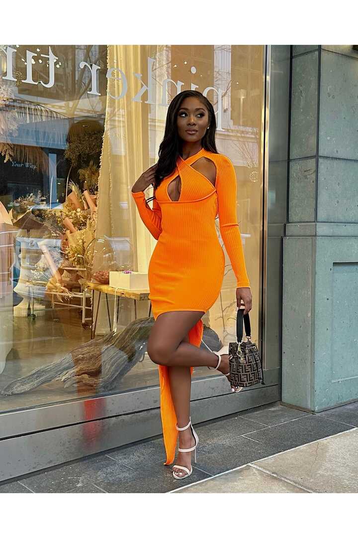 RiRi Orange Asymmetrical Mini Dress - Women&#39;s Fashionable Dress ...