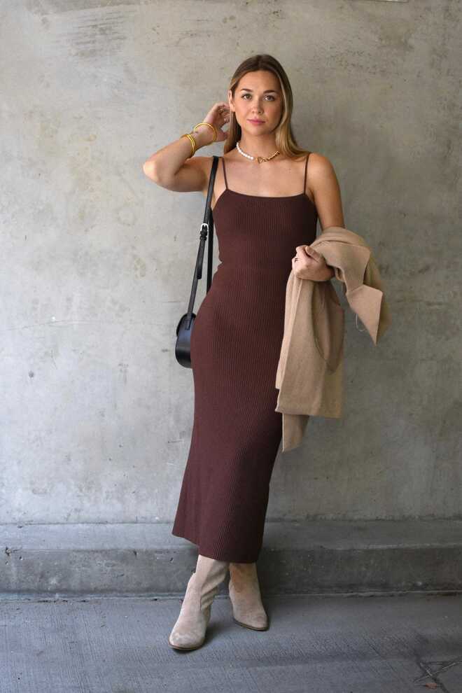 Ribbed Knit Maxi Dress | Minimal Knit Dress | Fall Dresses ...