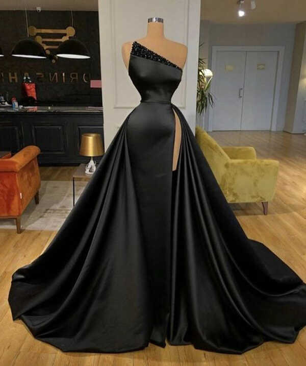 Robes De Soirée Black Prom Dresses For Women Sparkly Sequined ...