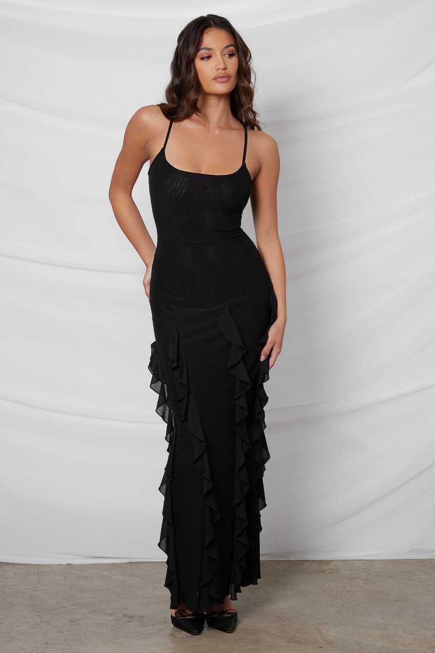 Rodeo Ruffle Mesh Maxi Dress | LEAU