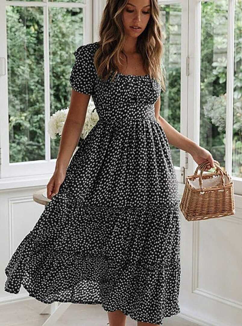 Roll Up Women&#39;s Spring Summer Dresses Party Casual Floral Print ...