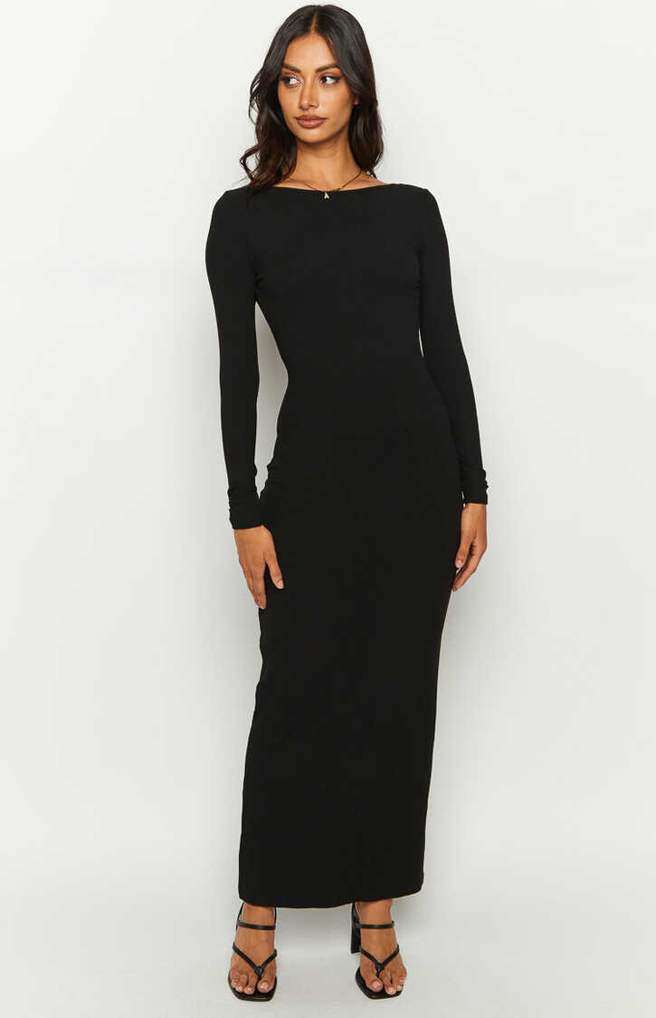 Romilly Black Long Sleeve Maxi Dress – Beginning Boutique