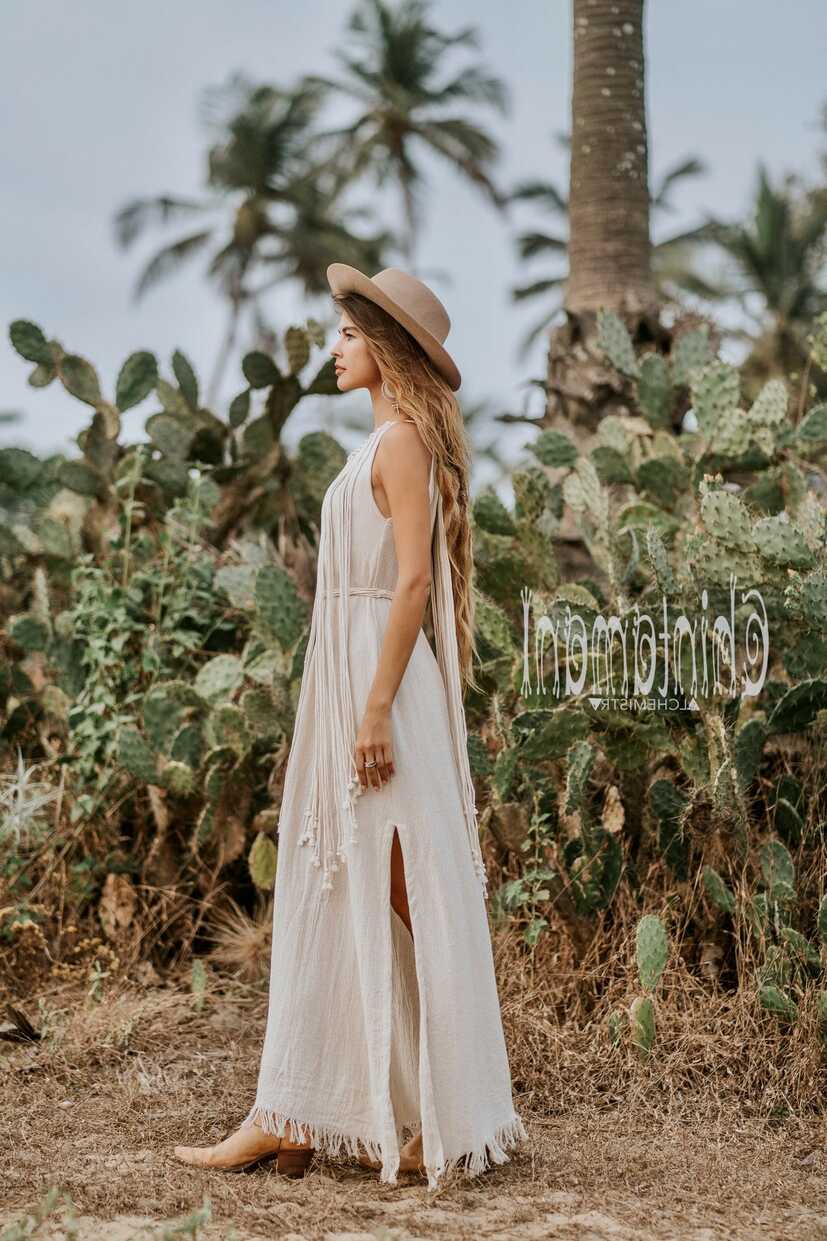 Rope Collar Boho Maxi Dress / Off White – ChintamaniAlchemi