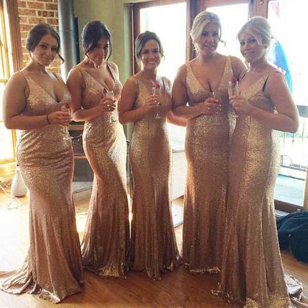 Rose Gold Bridesmaid Dress, Sequin Bridesmaid Dress Long Sequin ...