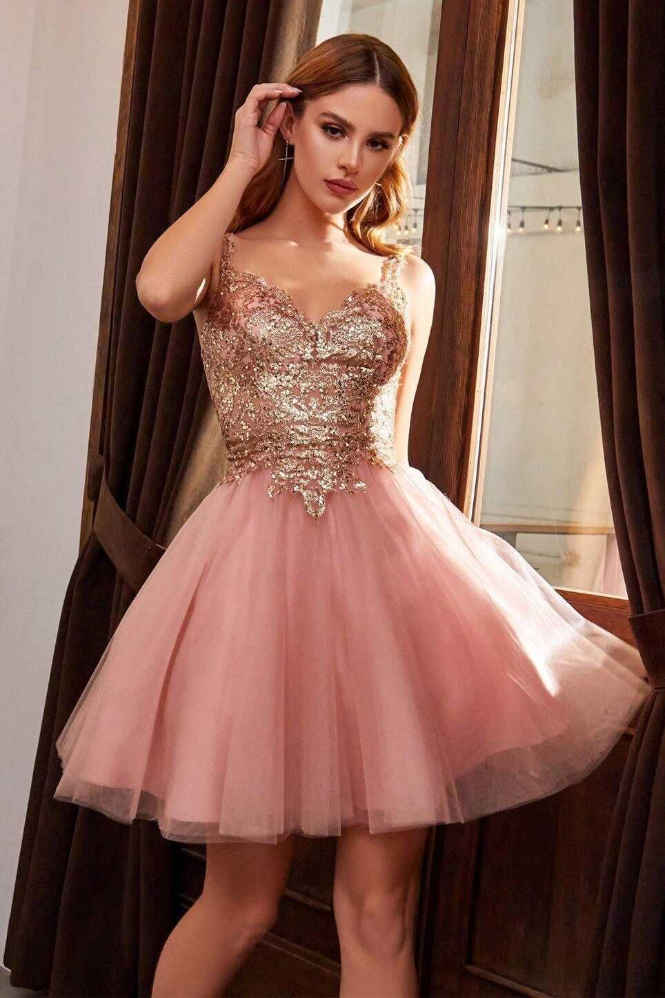 Rose Gold Cinderella Divine CD9239 Short Prom Dress Cocktail for ...