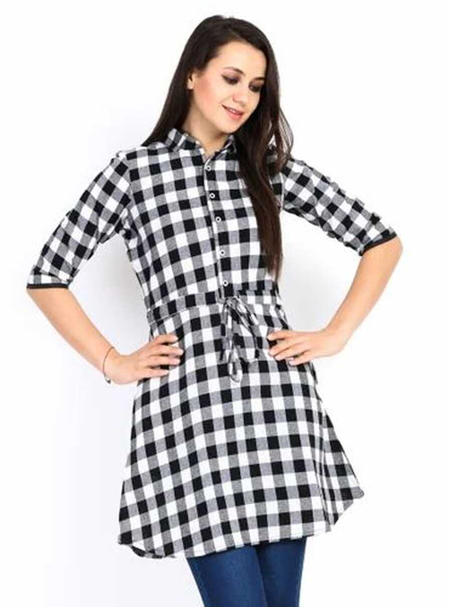 Round Neck Casual Cotton Check Tunics Tops at Rs 300/piece in ...