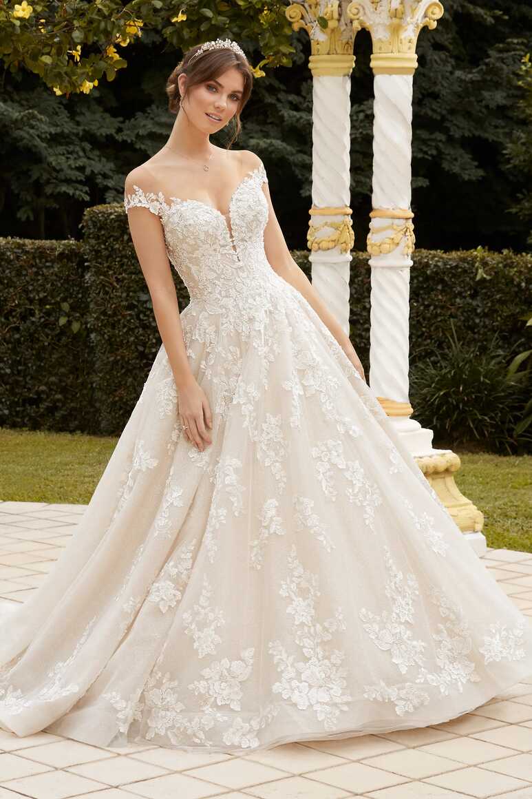 Royal Ballgown Wedding Dress with Beaded Lace