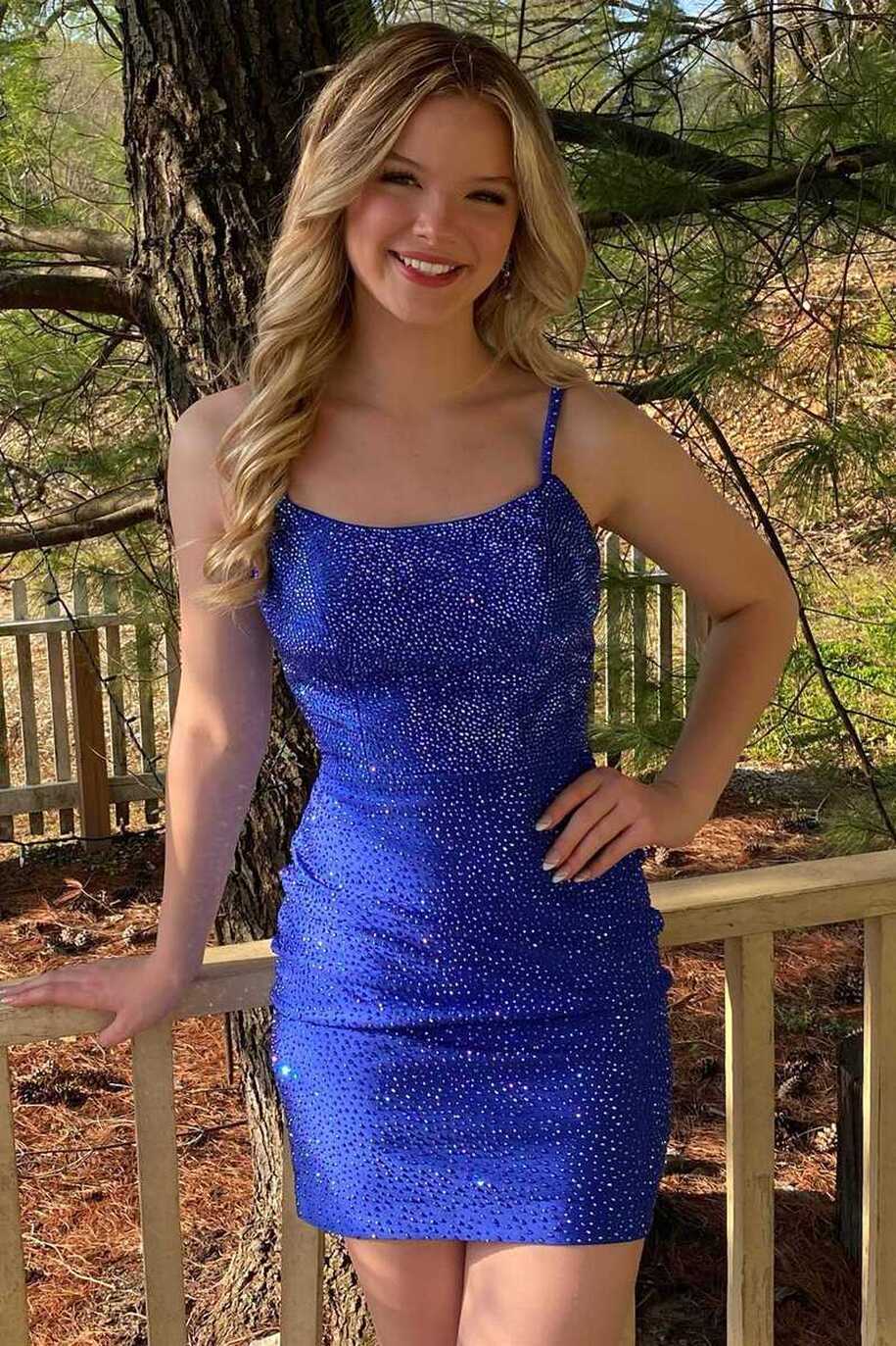 Royal Blue Beaded Straps Short Homecoming Dress – Dreamdressy