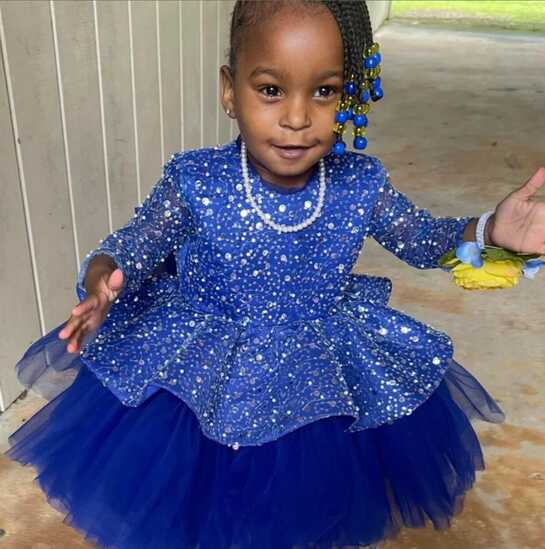 Royal Blue Birthday Girl Dress, Tutu Prom Gown, Long Sleeve ...