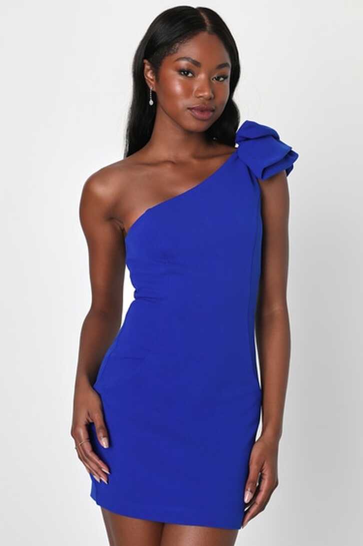 Royal Blue Dress - Blue Mini Dress - Ruffled Strap Mini Dress - Lulus