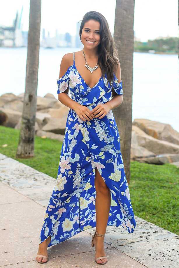 Royal Blue Floral High Low Dress | Cute Dresses – Saved by the Dress