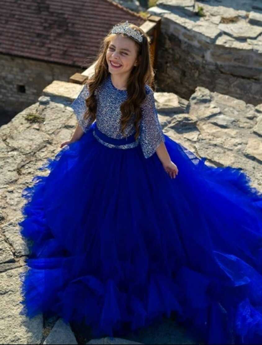 Royal Blue Girl Dress Ombre, Flower Girl Dress Sequin, Pageant ...