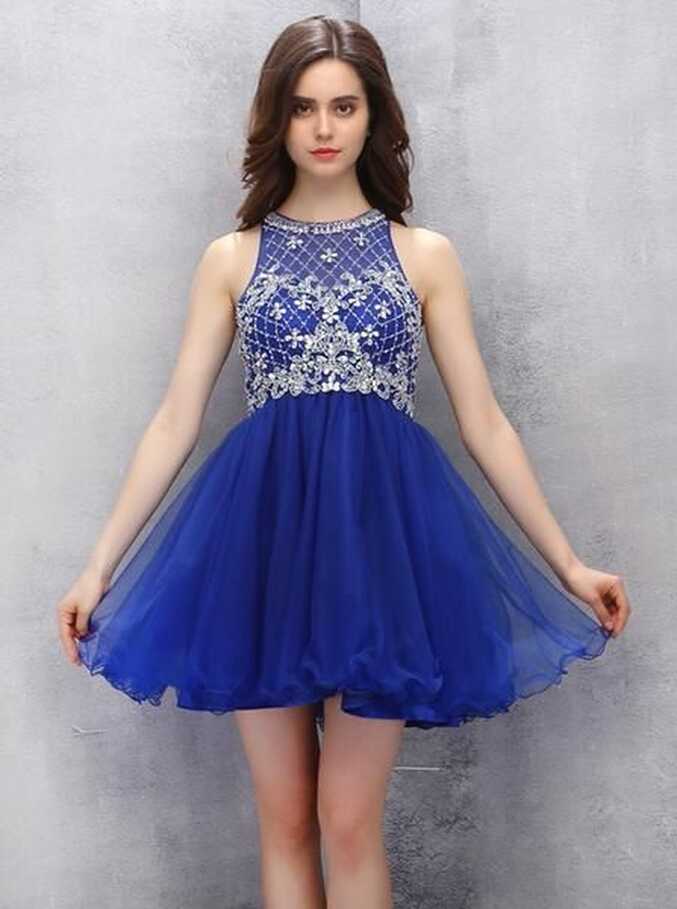 Royal Blue Homecoming Dresses,Beaded Sweet 16 Dresses,Short Sweet ...