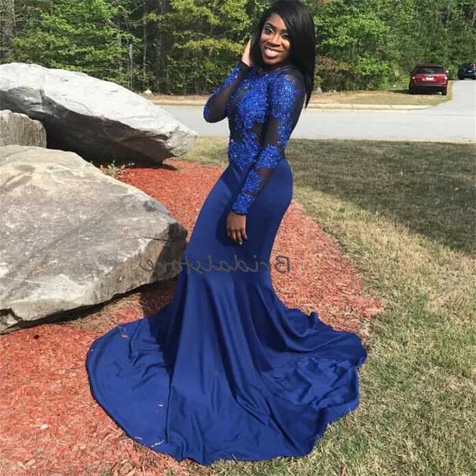 Royal Blue Lace Mermaid Royal Blue Prom For Black Girls Elegant ...