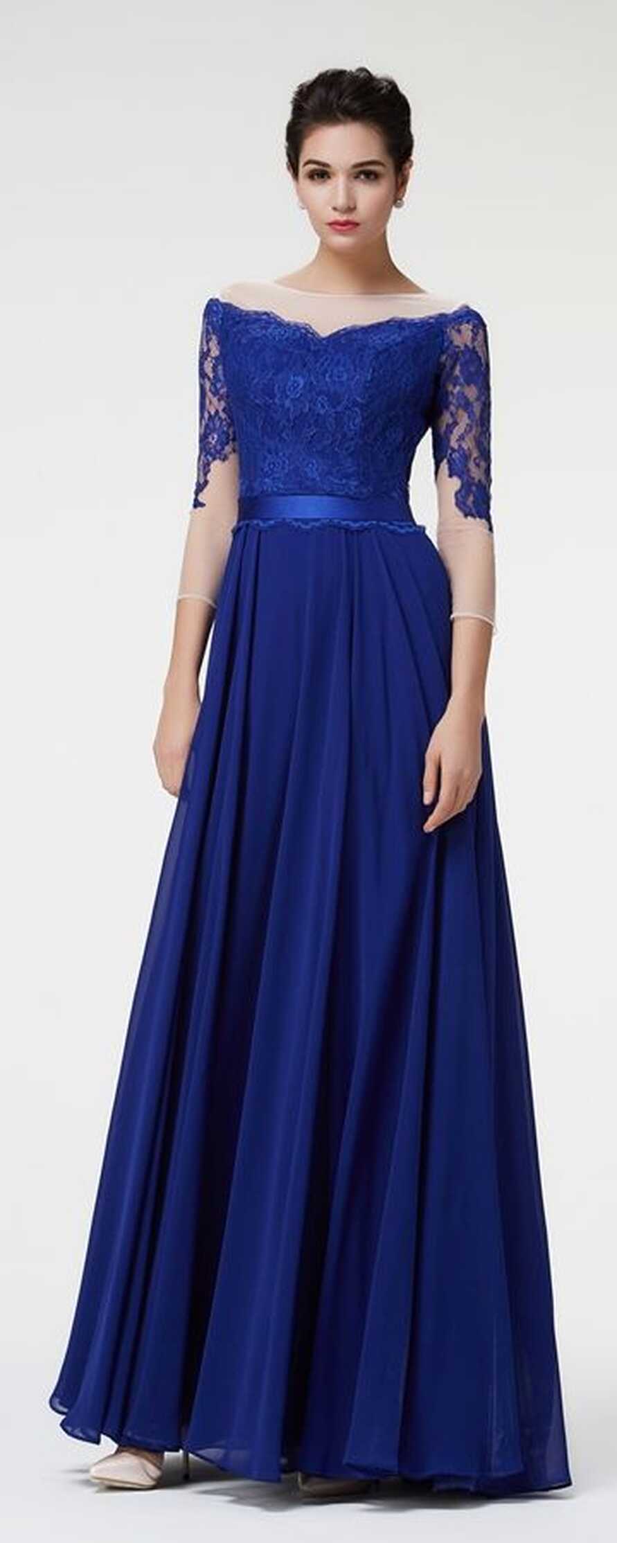 Royal Blue Lace Mother of the Bride Dresses with Sleeves