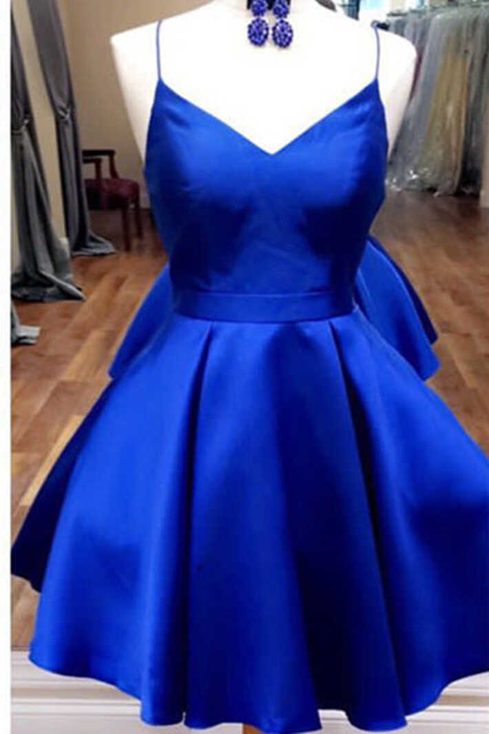 Royal Blue Open Back Spaghetti Straps Short Prom Homecoming ...