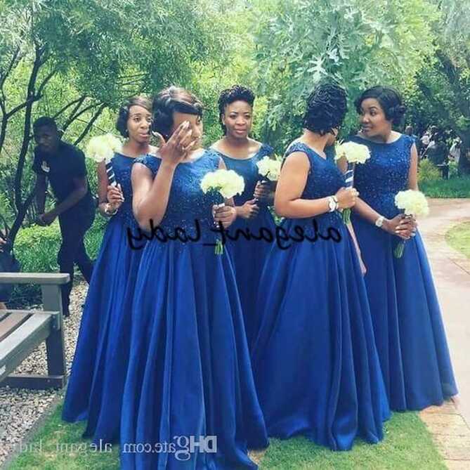 Royal Blue Plus Size Long Bridesmaid Dresses 2019 Modest Lace ...