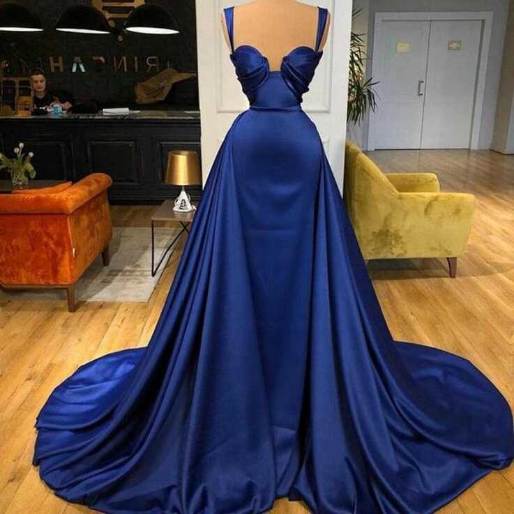 Royal Blue Prom Dresses, Simple Prom Dress, Detachable Skirt Prom ...