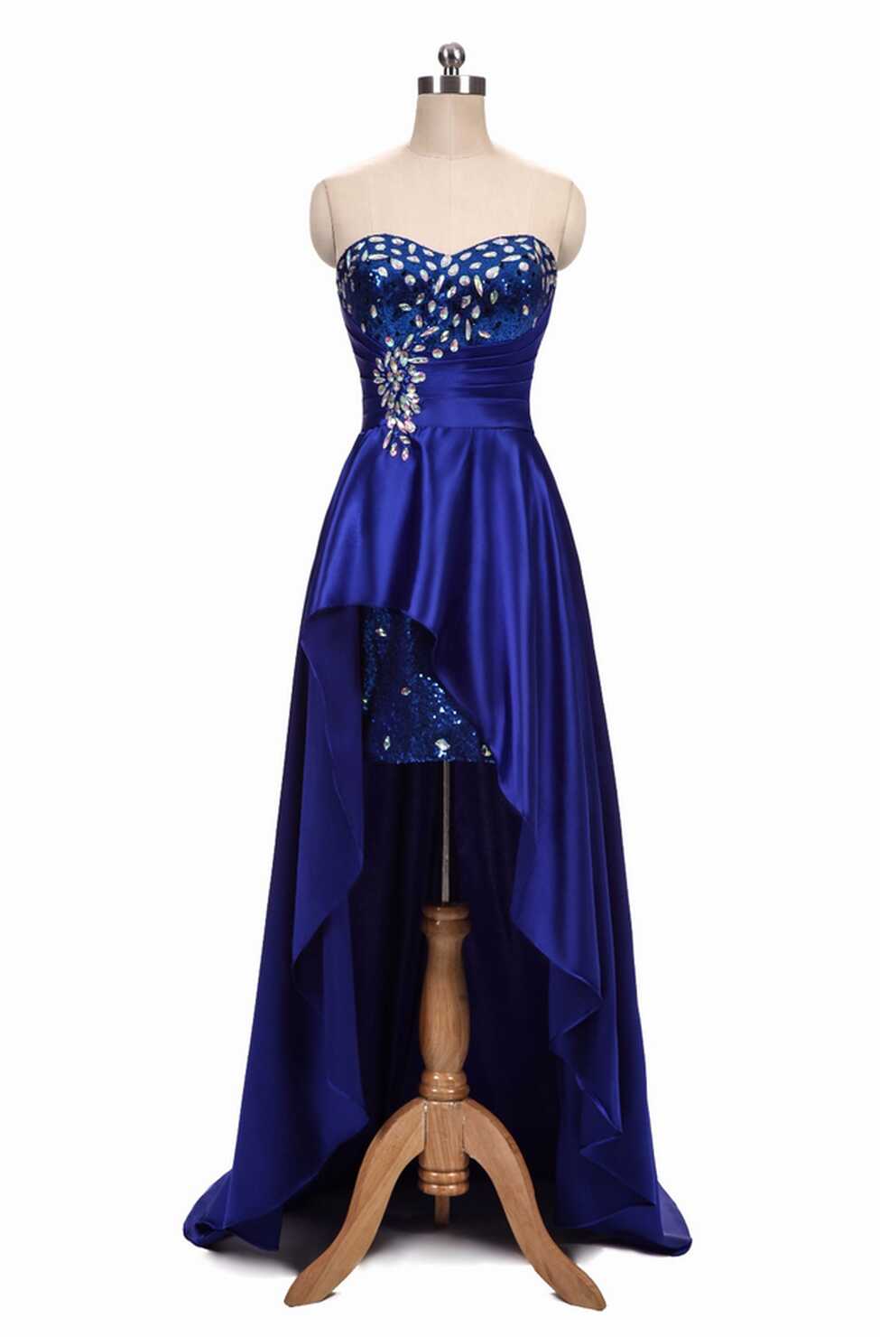 Royal Blue Short Front Long Back Party Prom Dress Crystal Special ...