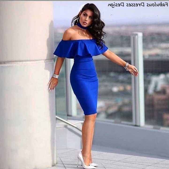 Royal Blue Short Prom Dresses Mermaid Off Shoulder Knee Length ...