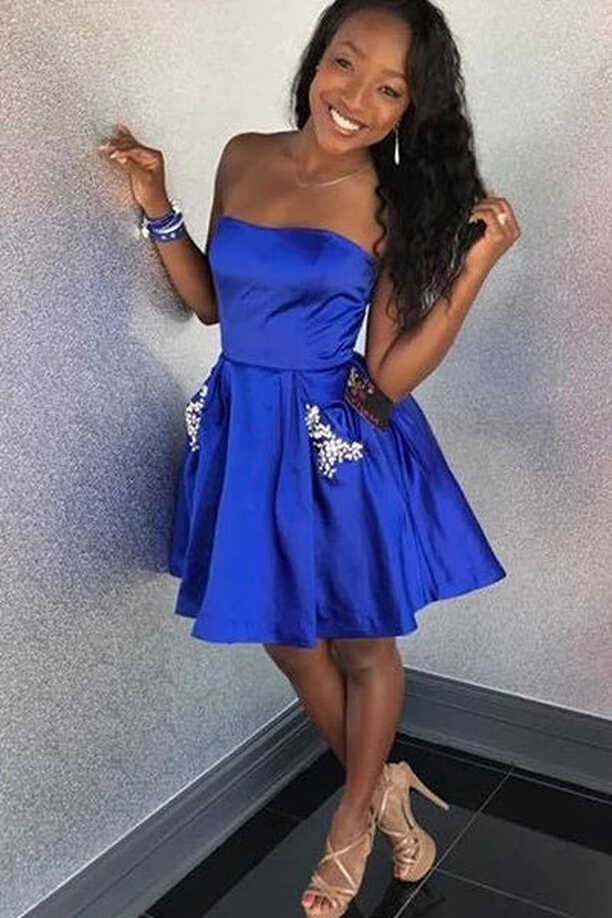 Royal Blue Strapless Satin Short Homecoming Dress with Beading, A ...