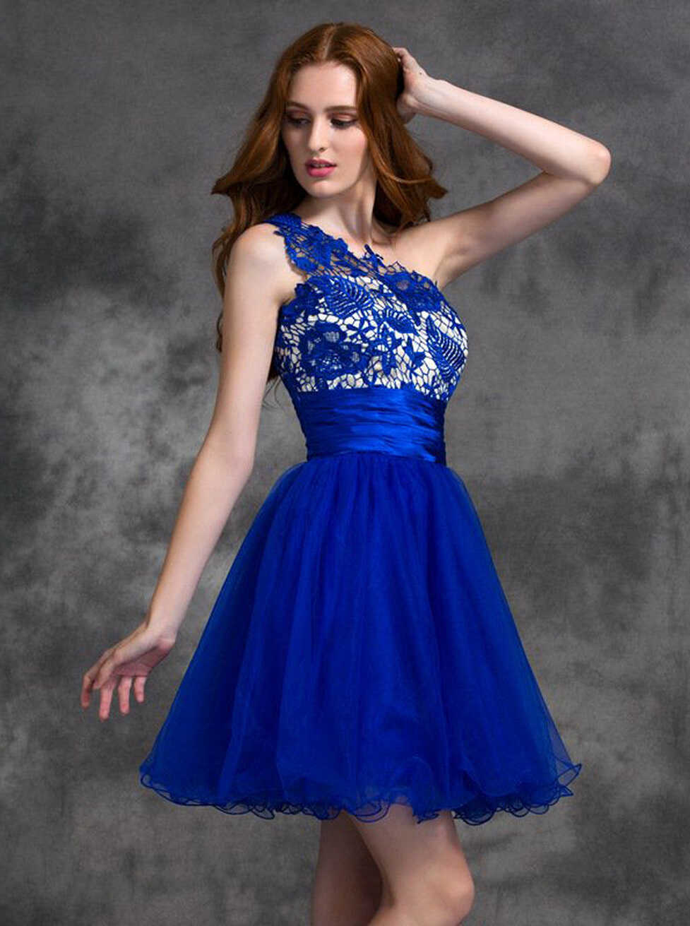 Royal Blue Sweet 16 Dresses,One Shoulder Homecoming Dress,Short ...