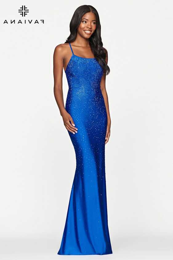 Royal Tight Prom Dress With Rhinestone Beading And Scoop Neck ...