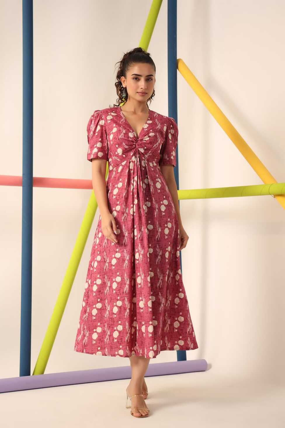 Ruby Front Knot Cotton Midi Dress