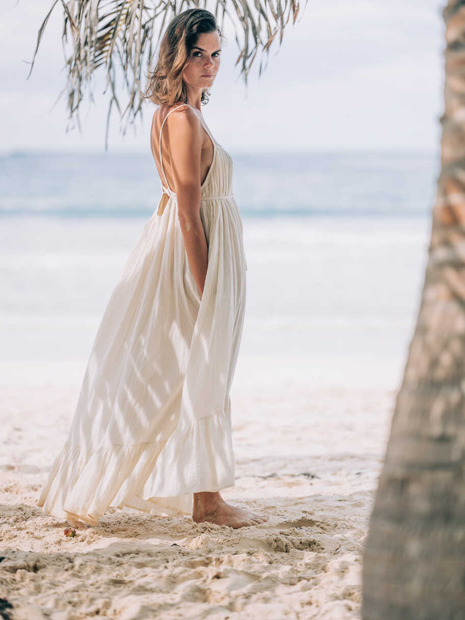 Ruffle Maxi Dress, Long Flowy Beach Cotton Dress, Beach Bride ...