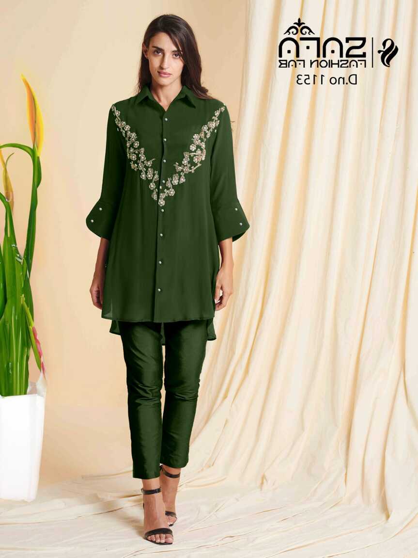 SAFA FASHION FAB 1153 GREEN PAKISTANI KURTI IN SINGL