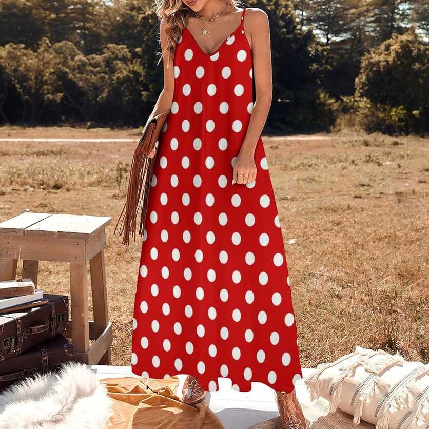 SDERDZSE Red and White Polka Dot Summer Dresses for Women Sexy ...