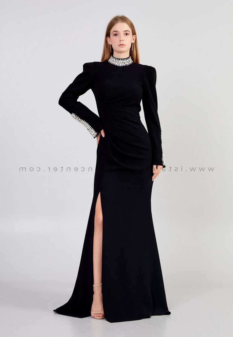 SEE LİNE Long Sleeve Maxi Crepe Mermaid Regular Black Wedding ...